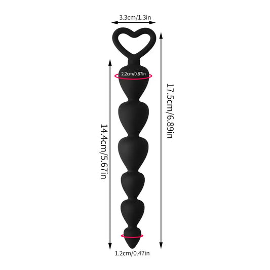 Black Heart Anal Beads